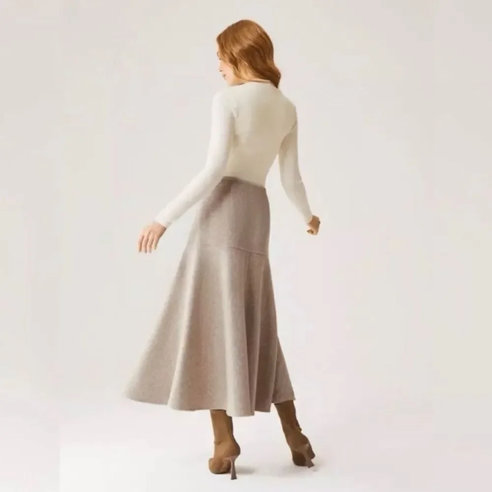 NWT OGL Wool-like Flared Maxi Skirt size M